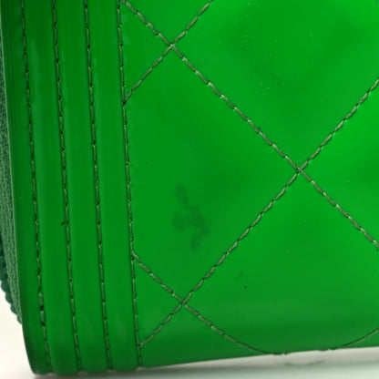 Chanel Patent Quilted Small Boy Zip Around Wallet Green 14 of 16