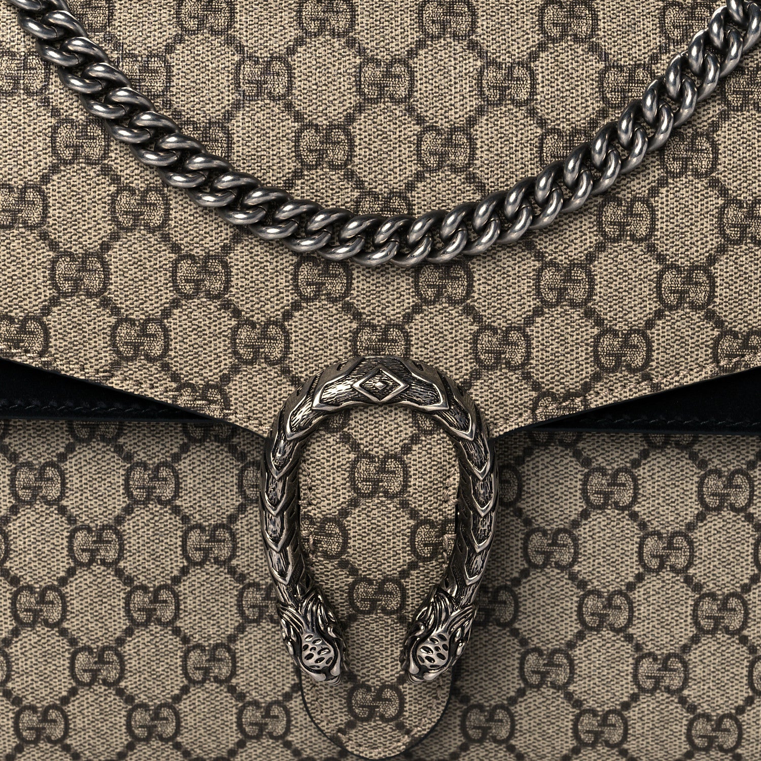 Gucci GG Supreme Monogram Medium Dionysus Shoulder Bag Black 8 of 10