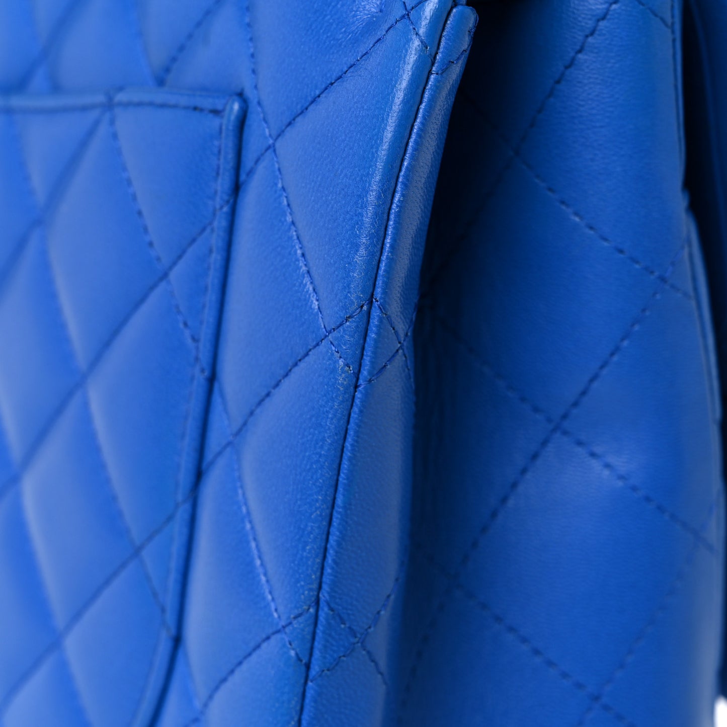 Lambskin Quilted Maxi Double Flap Blue