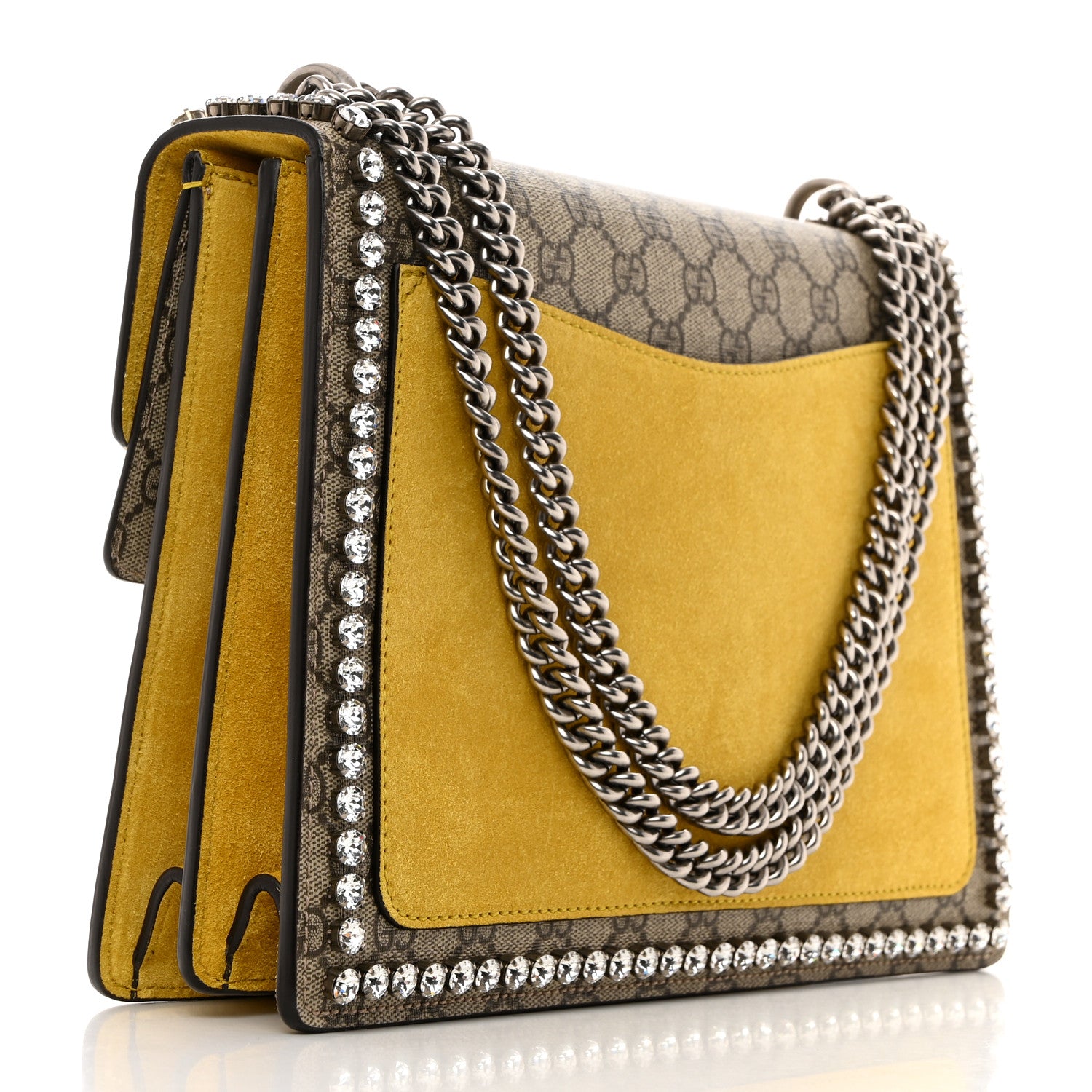 Gucci GG Supreme Monogram Crystal Bow Embroidered Medium Dionysus Shoulder Bag Yellow 2 of 10
