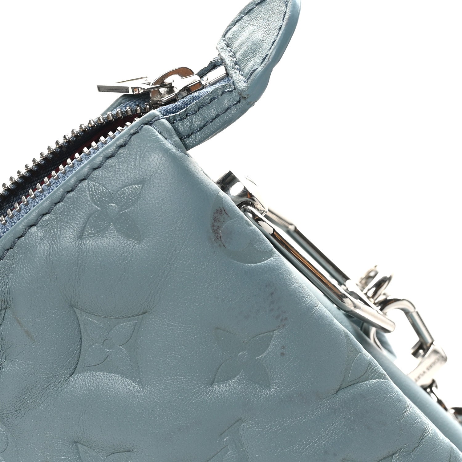 Louis Vuitton Lambskin Embossed Monogram Coussin PM Blue Glacier 10 of 12