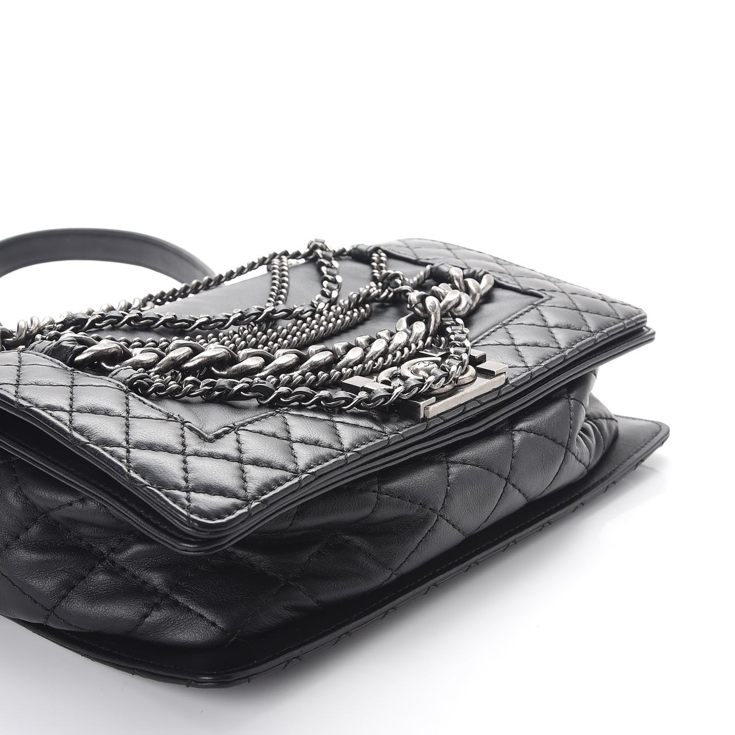 Calfskin Enchained Medium Boy Flap Black