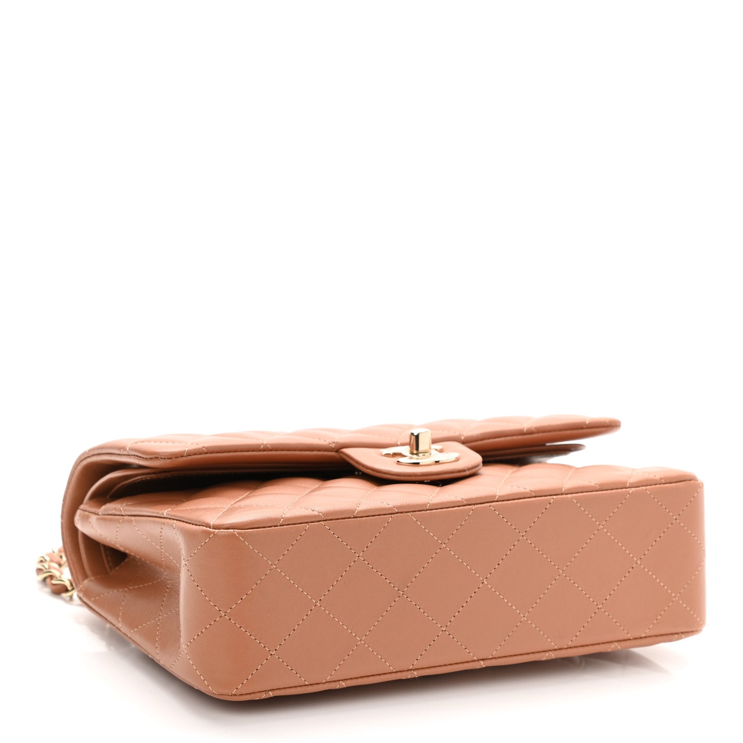 Lambskin Quilted Small Double Flap Brown