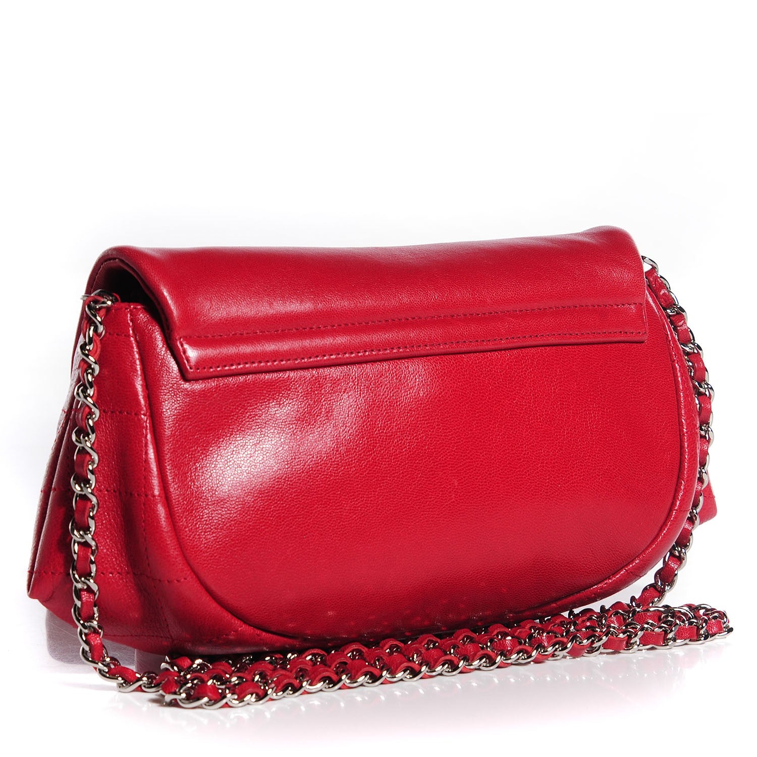 Chanel Lambskin Half Moon Wallet On Chain WOC Red 3 of 9