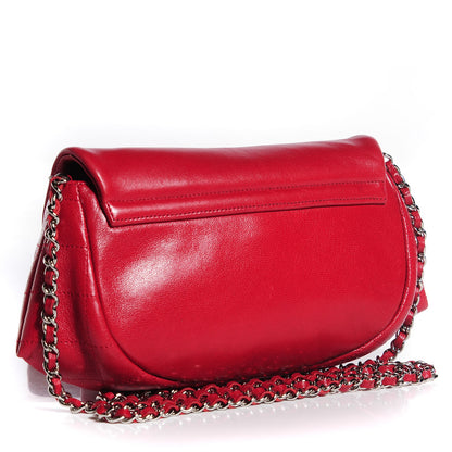 Chanel Lambskin Half Moon Wallet On Chain WOC Red 3 of 9