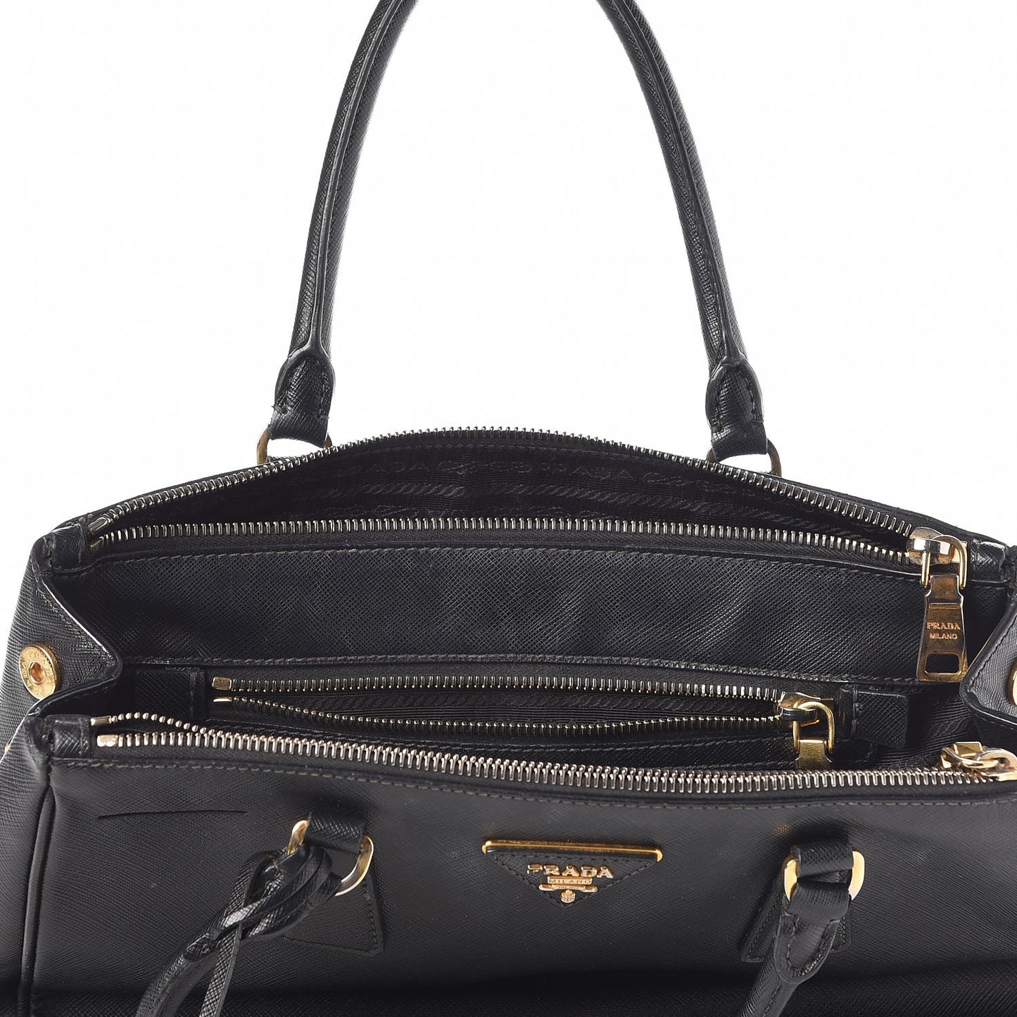 Saffiano Medium Galleria Double Zip Tote Black