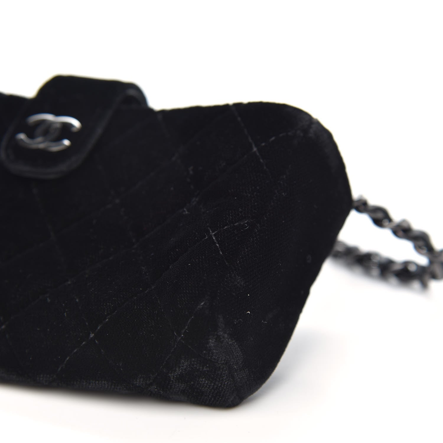 Chanel Velvet Quilted Small Clutch With Chain Black 10 of 11