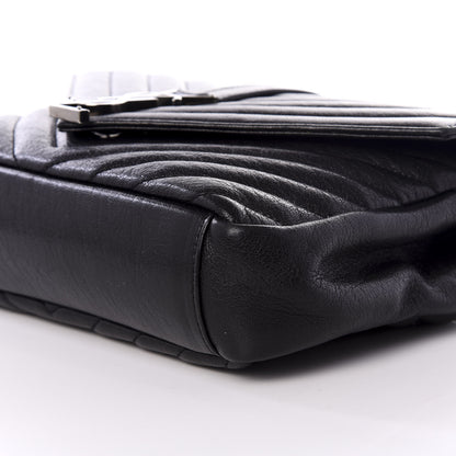 Saint Laurent Sheepskin Matelasse Chevron Monogram Medium College Bag Black 7 of 8