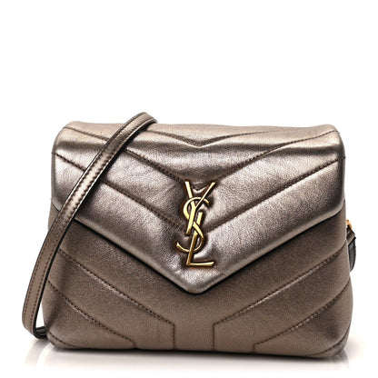 Saint Laurent Metallic Calfskin Y Quilted Monogram Toy Loulou Crossbody Bag Piombo 1 of 8