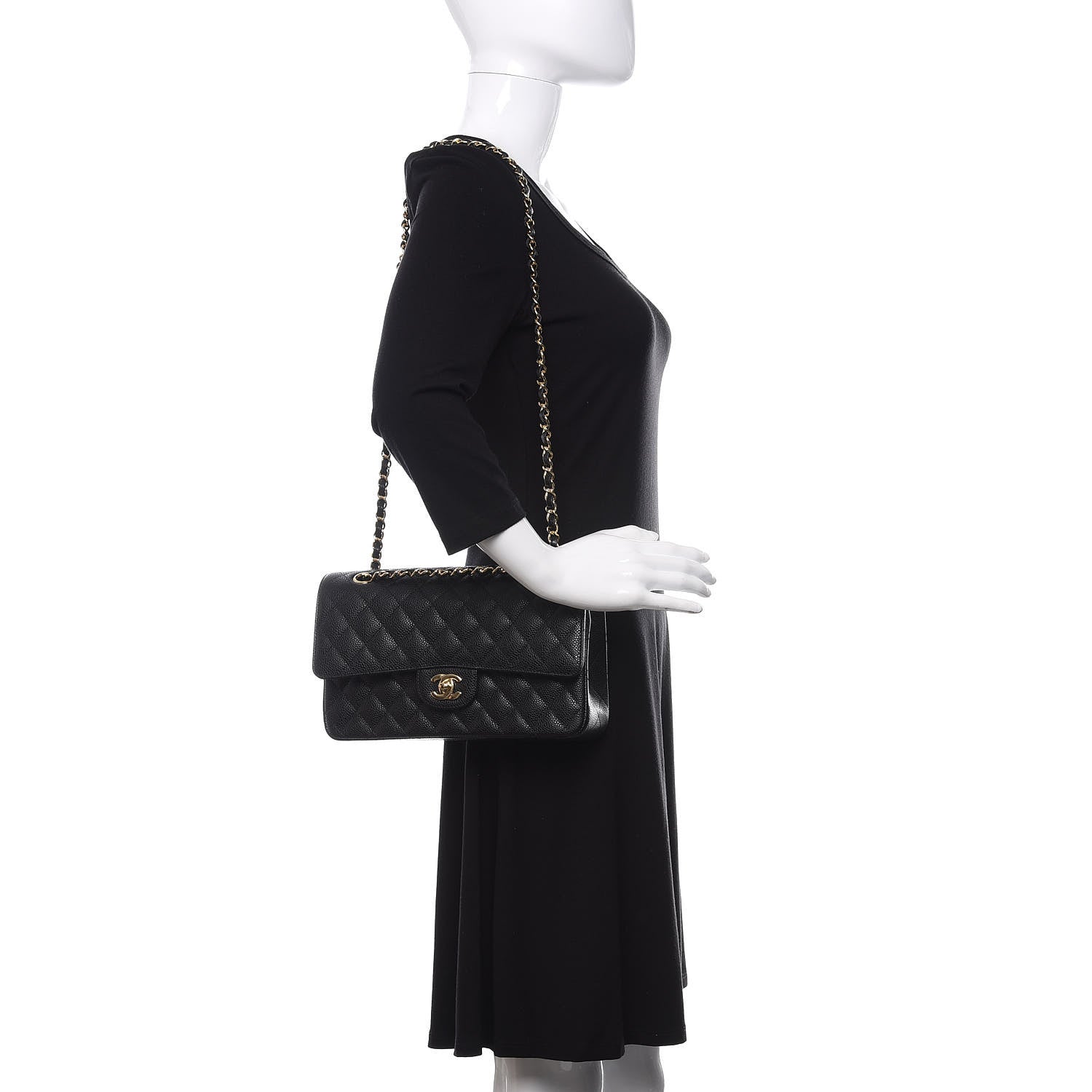 Chanel Caviar Quilted Medium Double Flap Black 2 of 11