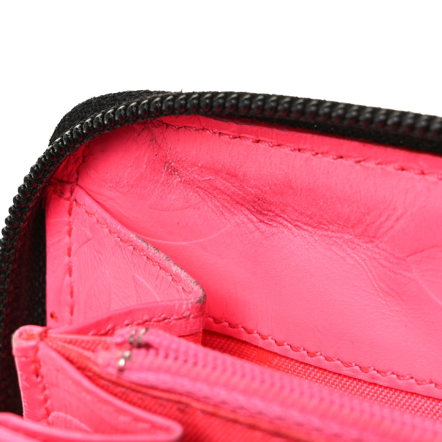 Calfskin Cambon Zip Around Organizer Wallet Black White