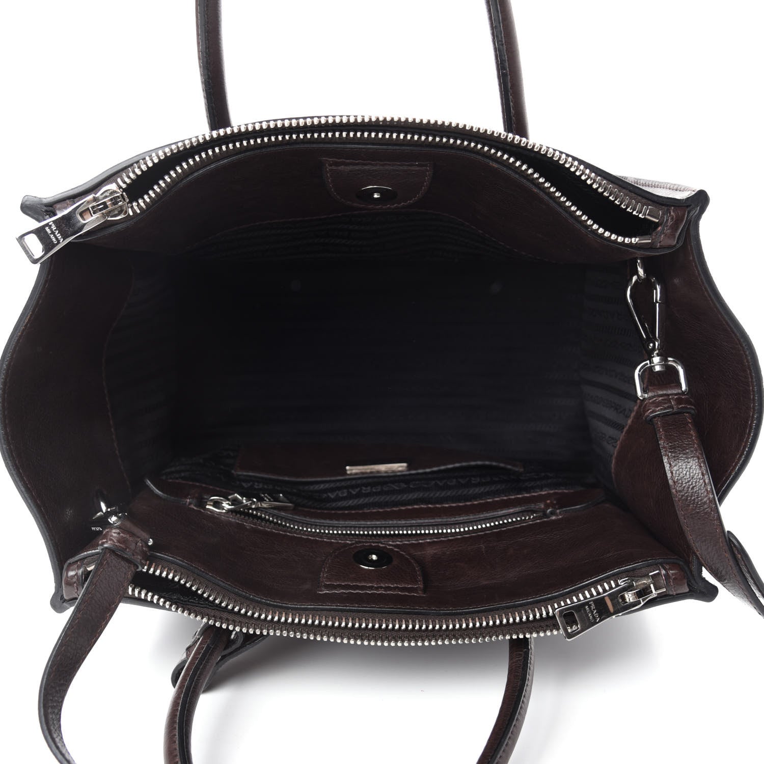 Prada Glace Calfskin Twin Pocket Tote Moro 5 of 16