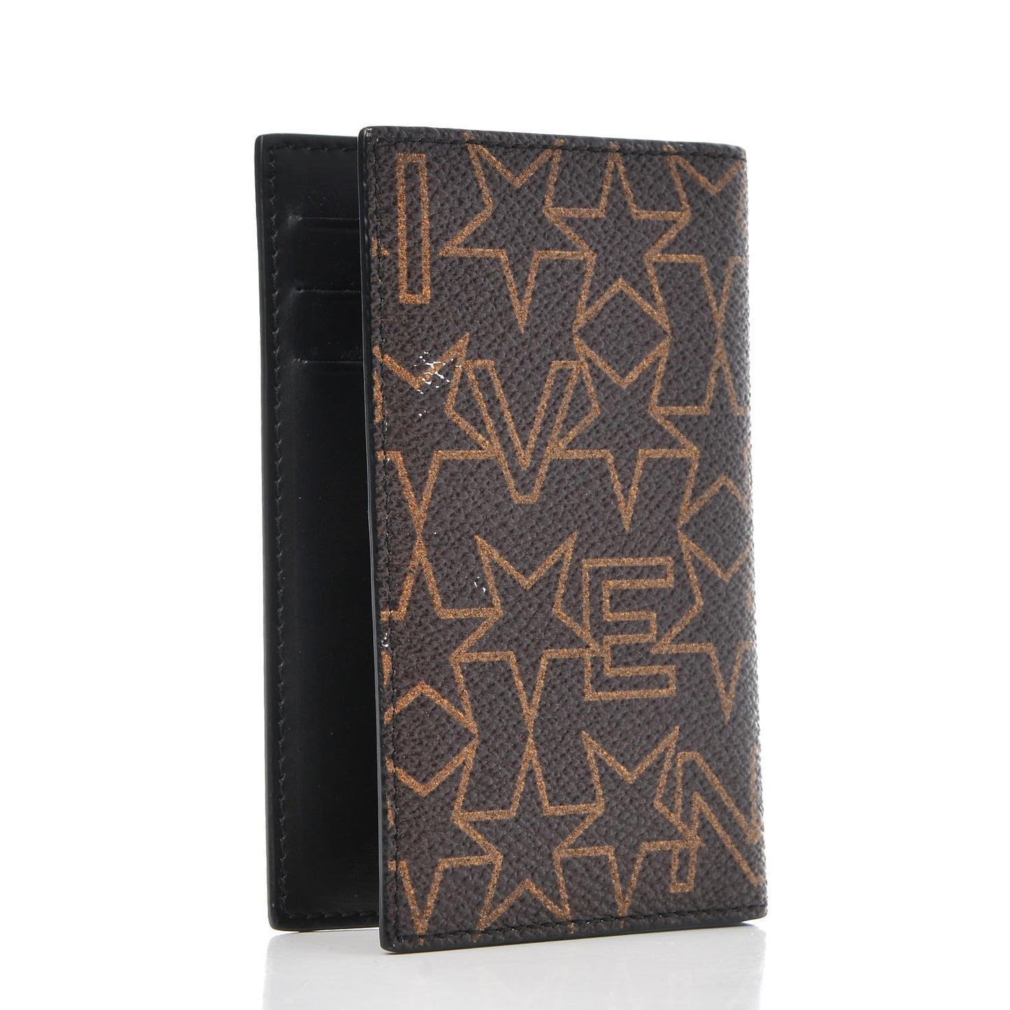 Coated Canvas Star Folding Card Case Brown