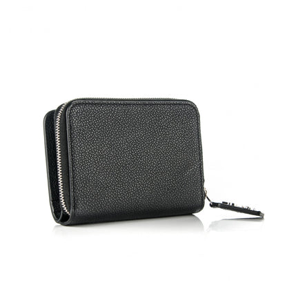 Saint Laurent Grained Calfskin Rive Gauche Compact Zip Around Wallet Black 3 of 6