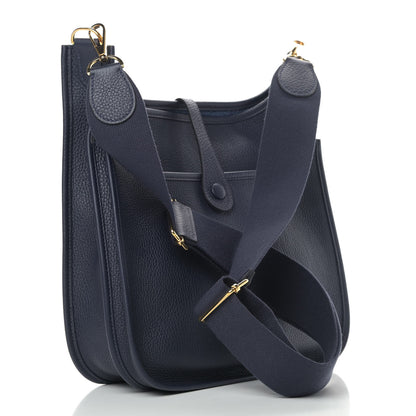 Hermes Taurillon Clemence Evelyne III PM Bleu Nuit 3 of 9