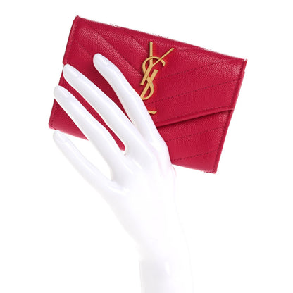Saint Laurent Grain De Poudre Matelasse Chevron Small Monogram Envelope Wallet Bubblegum 2 of 7