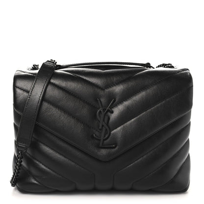 Saint Laurent Calfskin Y Quilted Monogram Monochrome Small Loulou Chain Satchel Black 1 of 7