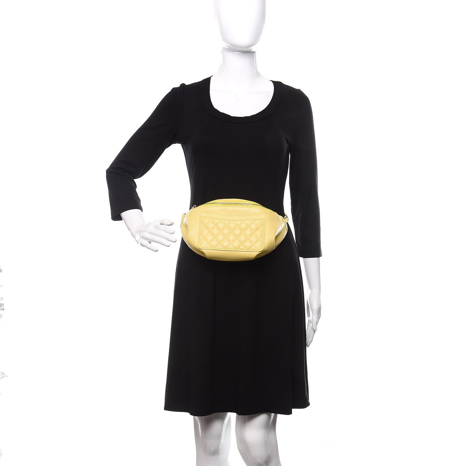 Chanel Lambskin Quilted Waist Belt Bag Yellow 2 of 9