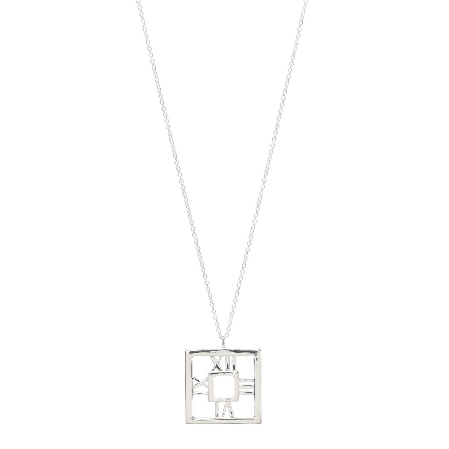 Sterling Silver Atlas Square Pendant Necklace