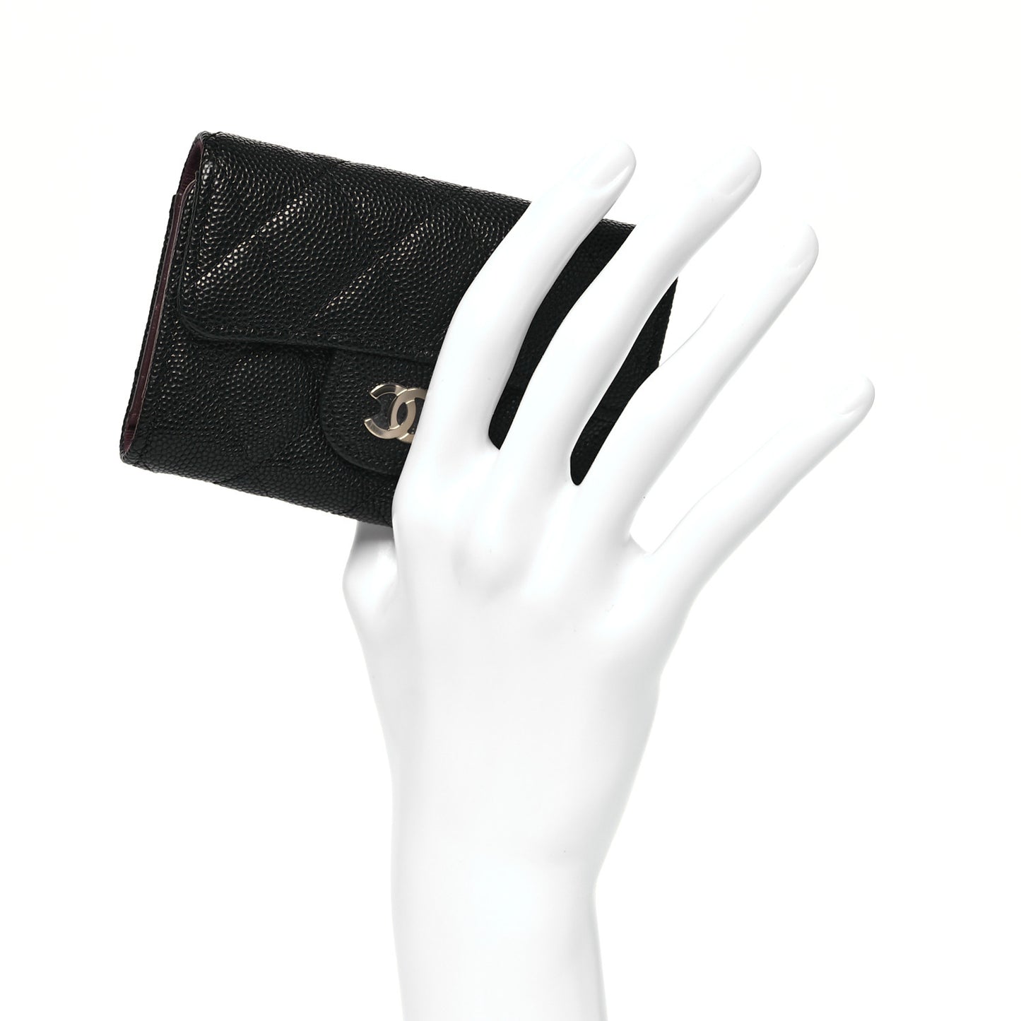 Caviar Quilted Classic 4 Key Holder Wallet Black