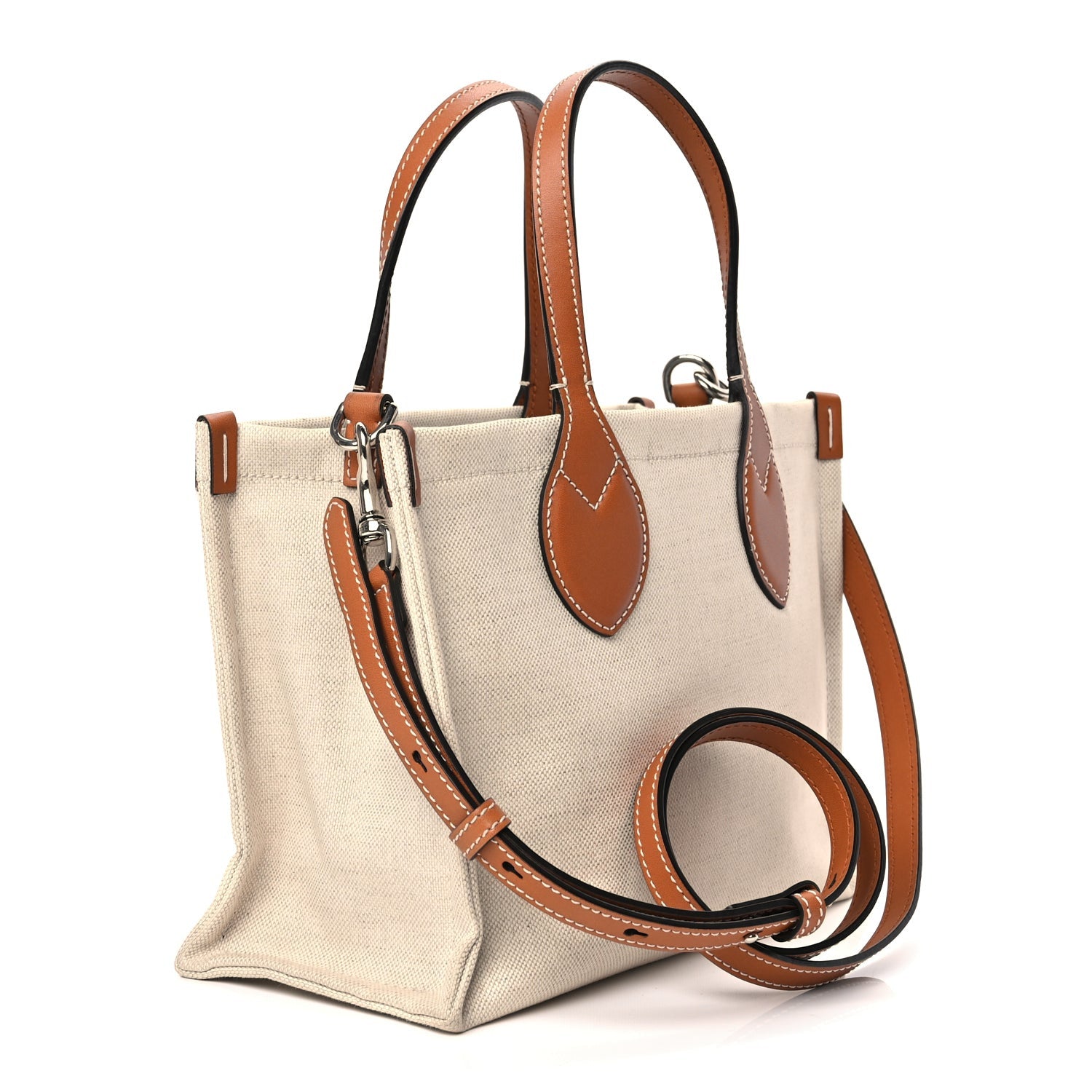 Gucci Canvas Calfskin Logo Print Medium Tote Bag Brown 3 of 11