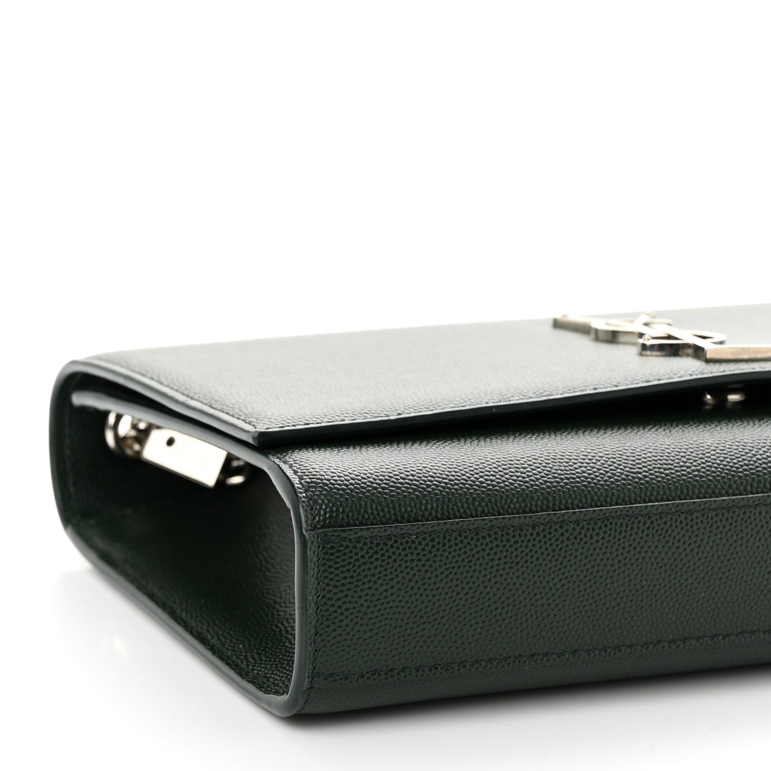 Saint Laurent Grain De Poudre Medium Monogram Kate Satchel Vert Fonce 8 of 9