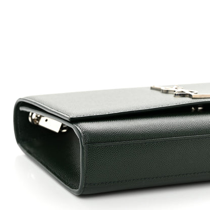 Saint Laurent Grain De Poudre Medium Monogram Kate Satchel Vert Fonce 8 of 9