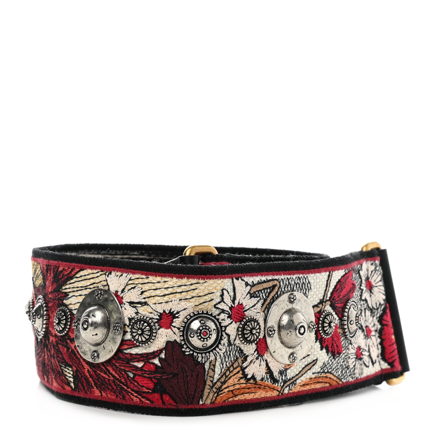 Christian Dior Lambskin Canvas Embroidered Floral Shoulder Strap Multicolor 2 of 5