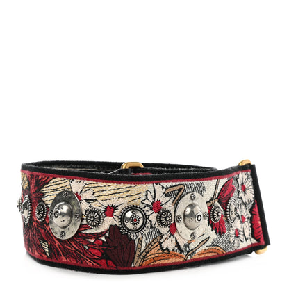 Christian Dior Lambskin Canvas Embroidered Floral Shoulder Strap Multicolor 2 of 5