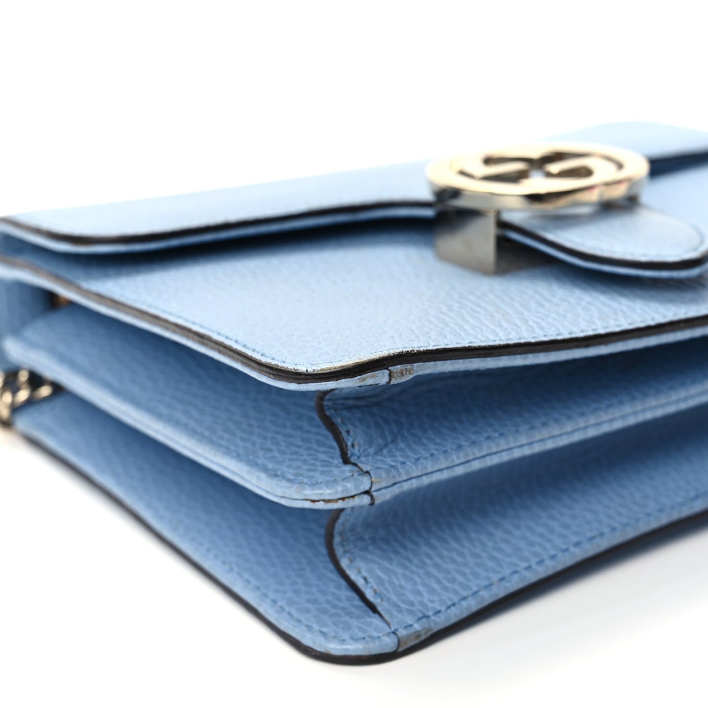 Dollar Calfskin Small Interlocking G Shoulder Bag Mineral Blue