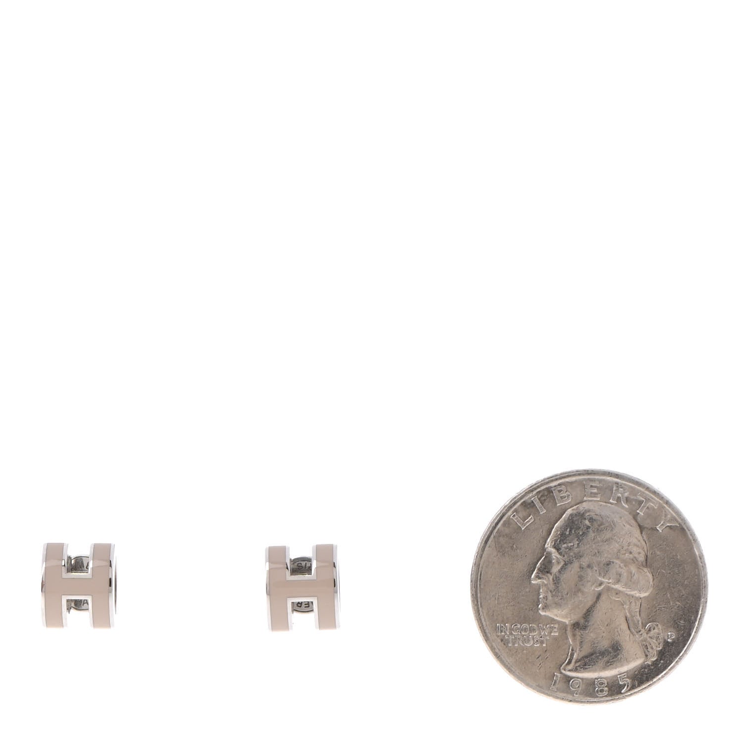 Hermes Palladium Lacquered Mini Pop H Earrings Marron Glace 2 of 7