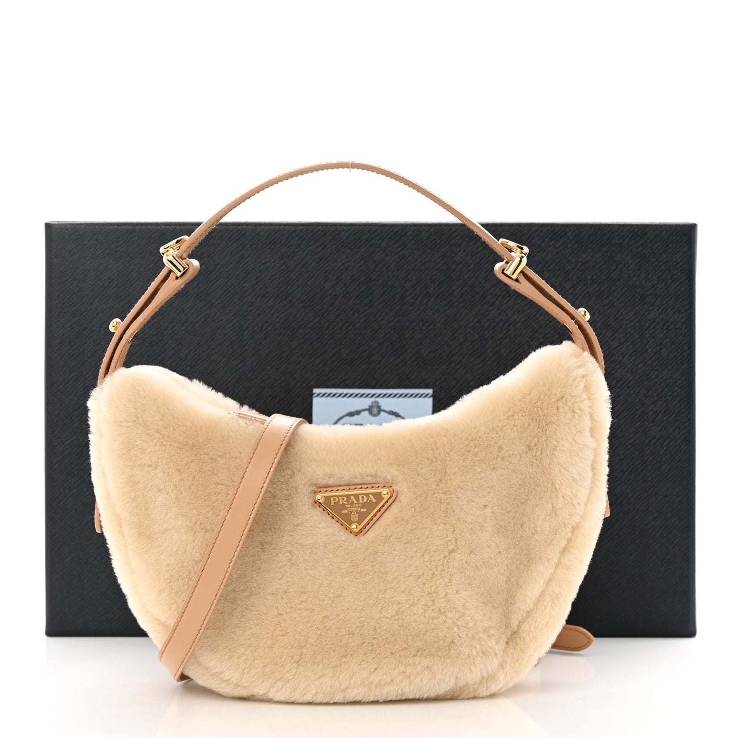 Shearling Arque Shoulder Bag Ecru Noisette