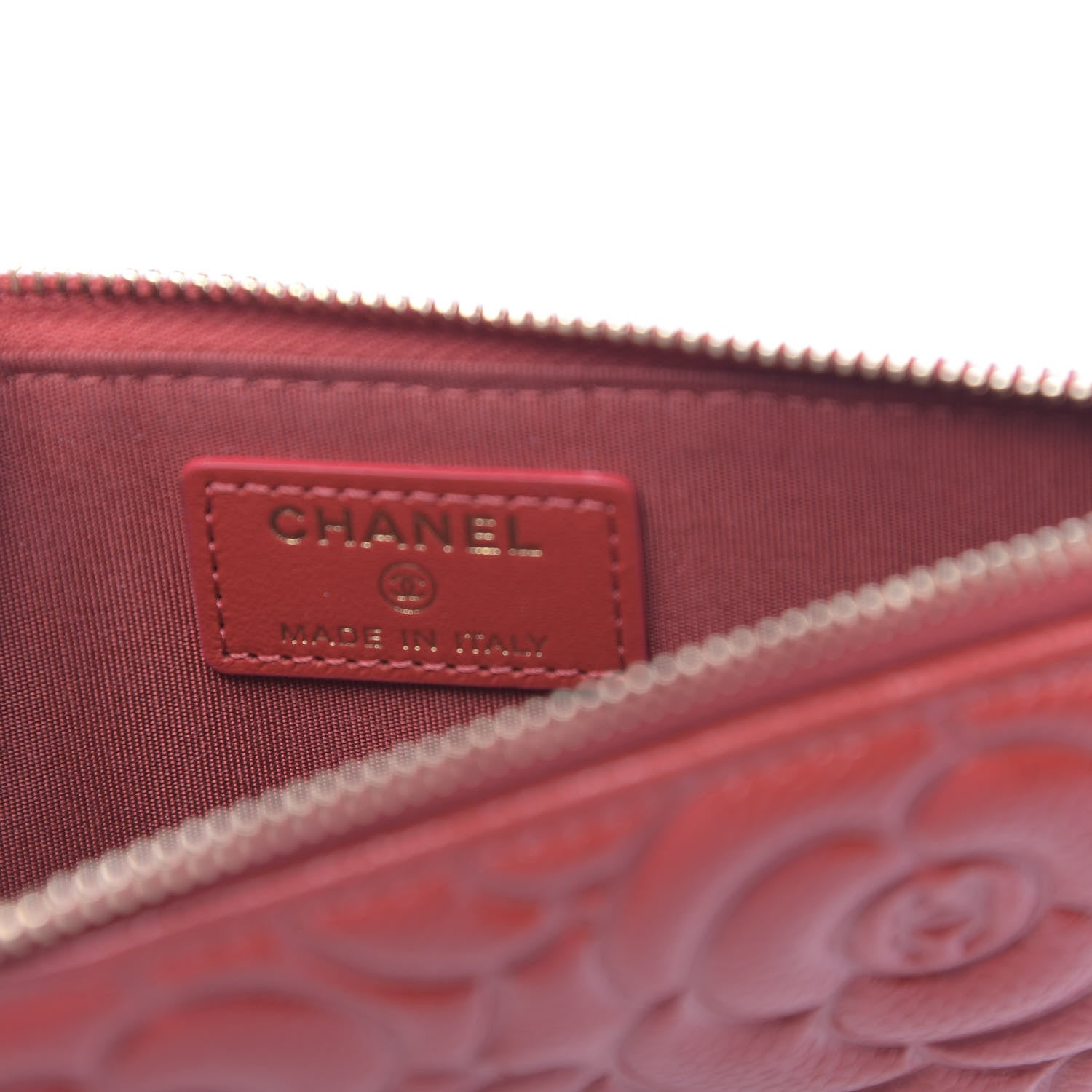 Chanel Caviar Camellia Embossed Classic Flat Wallet Pouch Red 6 of 8