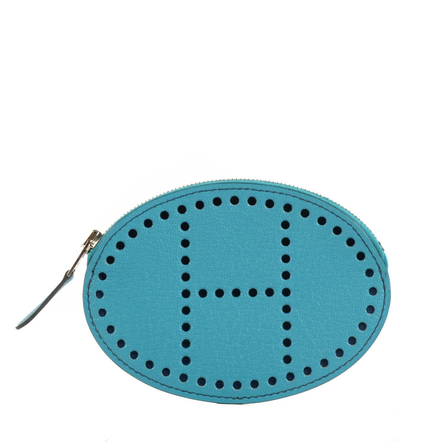 Hermes Chevre Mysore Evelyne Coin Purse Turquoise Bleu Saphir 1 of 11