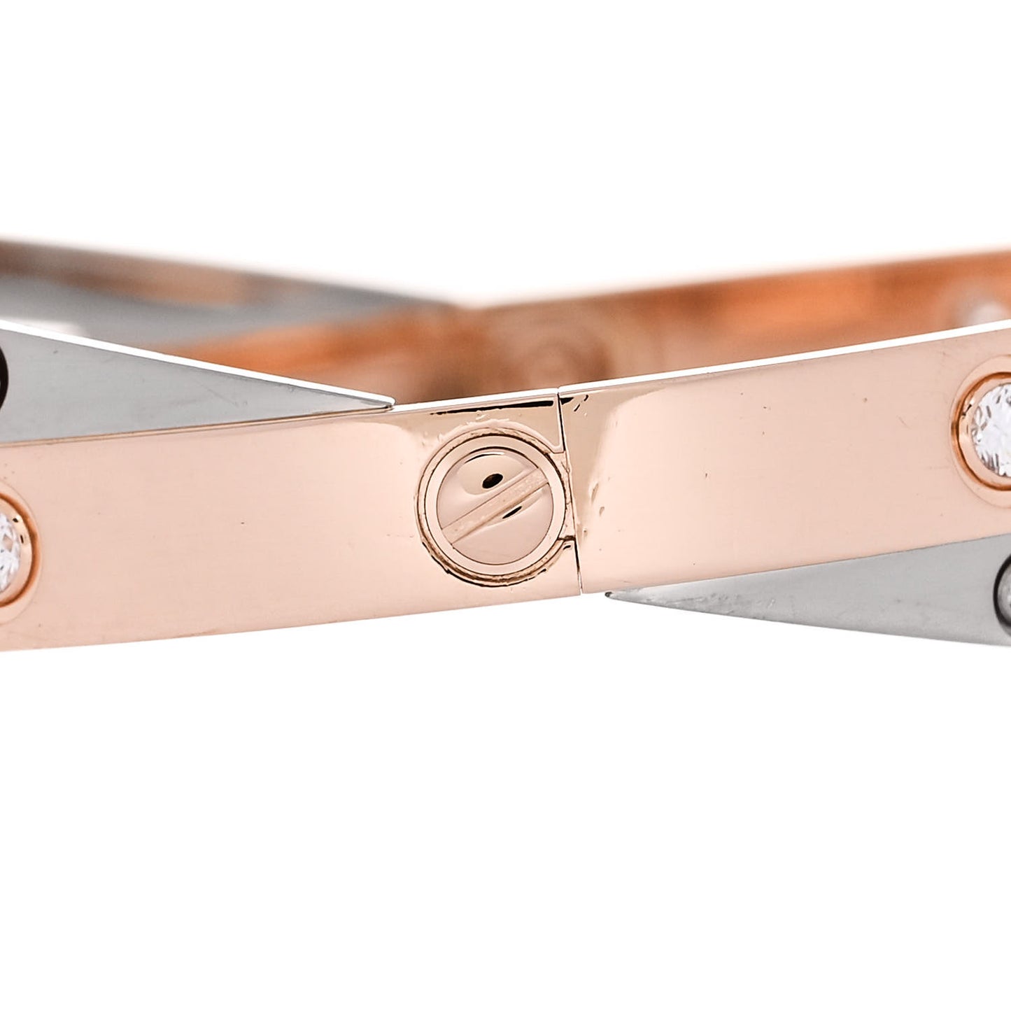 18K Pink White Gold 12 Diamond Double LOVE Bracelet 18