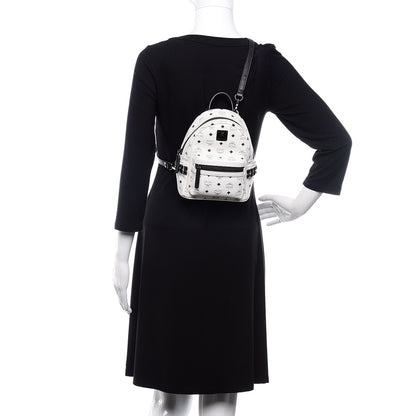 MCM Visetos Side Stud X-Mini Stark Bebe Boo Backpack White 2 of 11