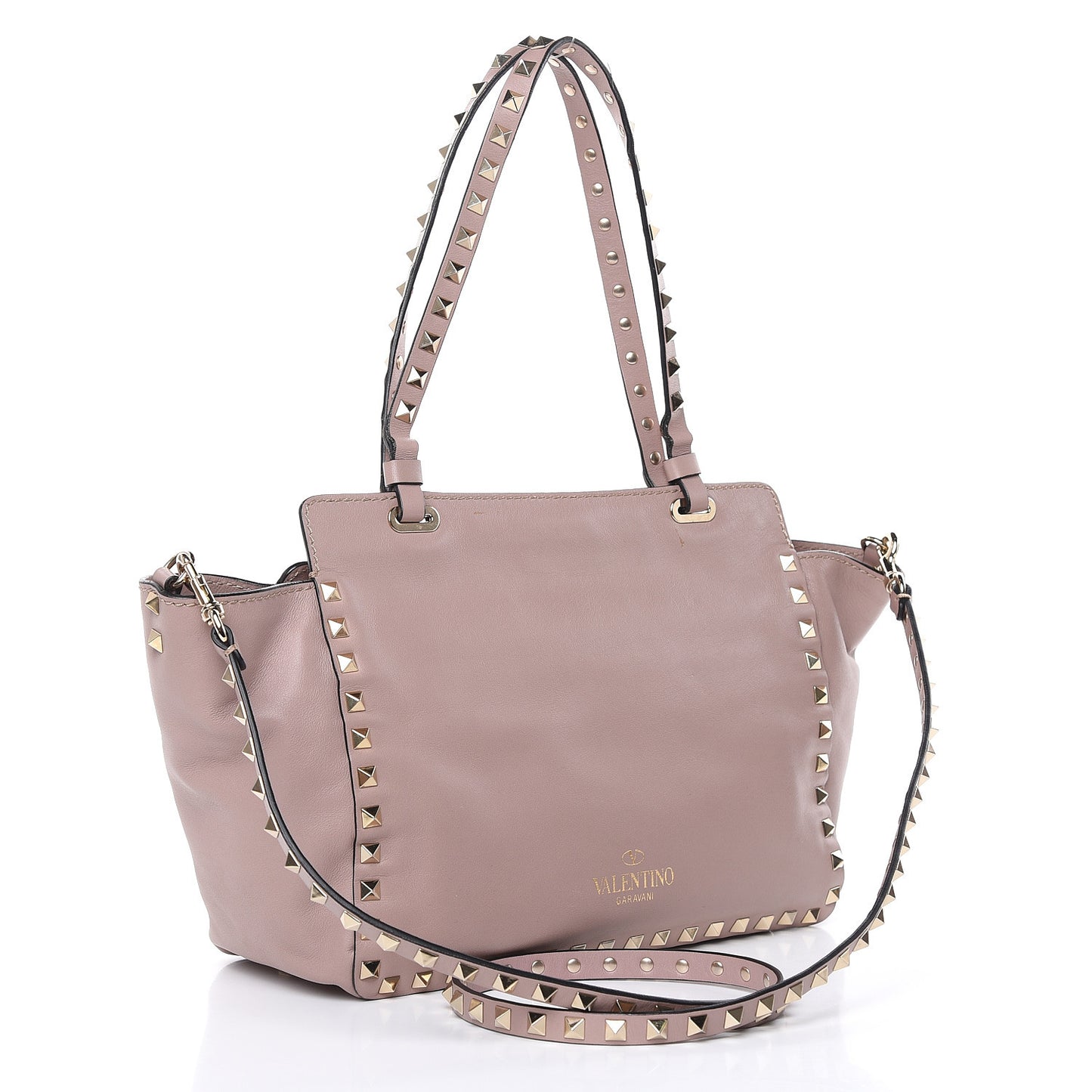 Vitello Small Rockstud Tote Poudre