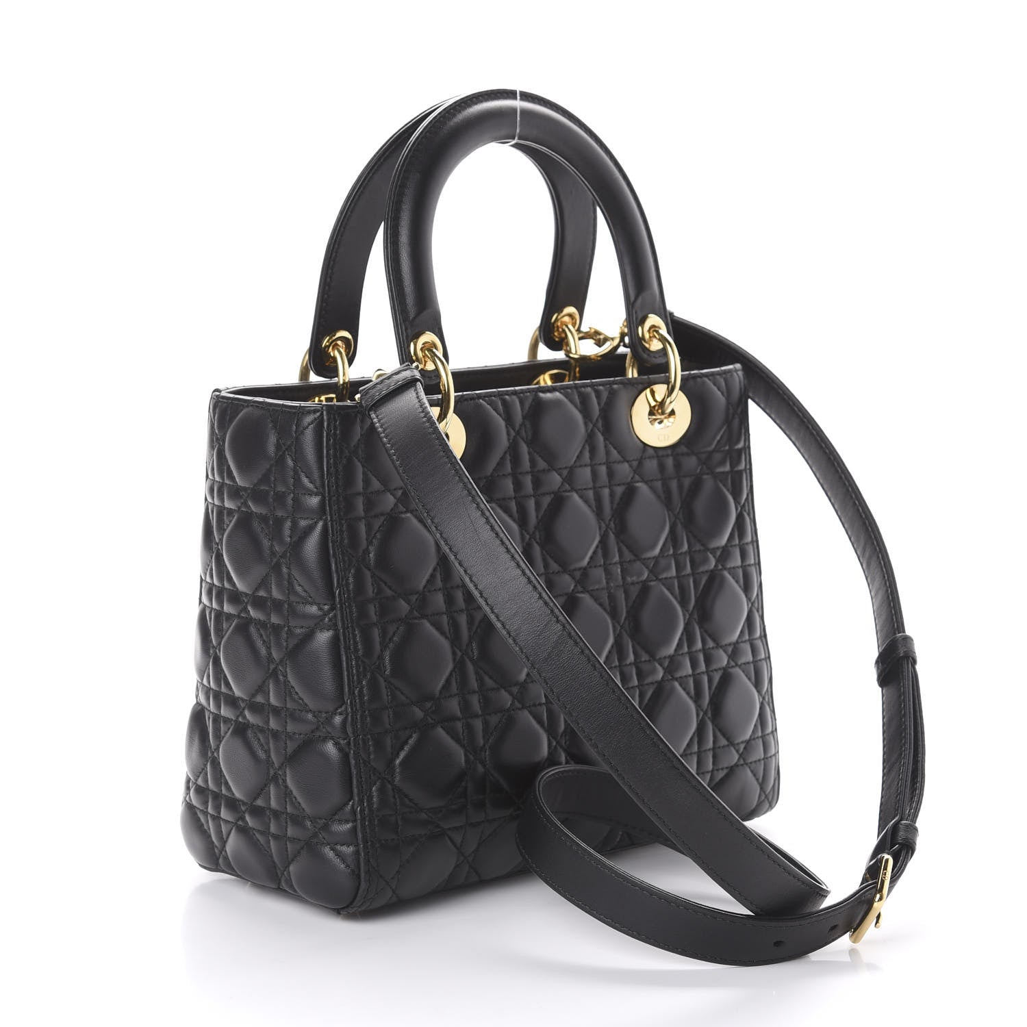 Christian Dior Lambskin Cannage Medium Lady Dior Black 3 of 10