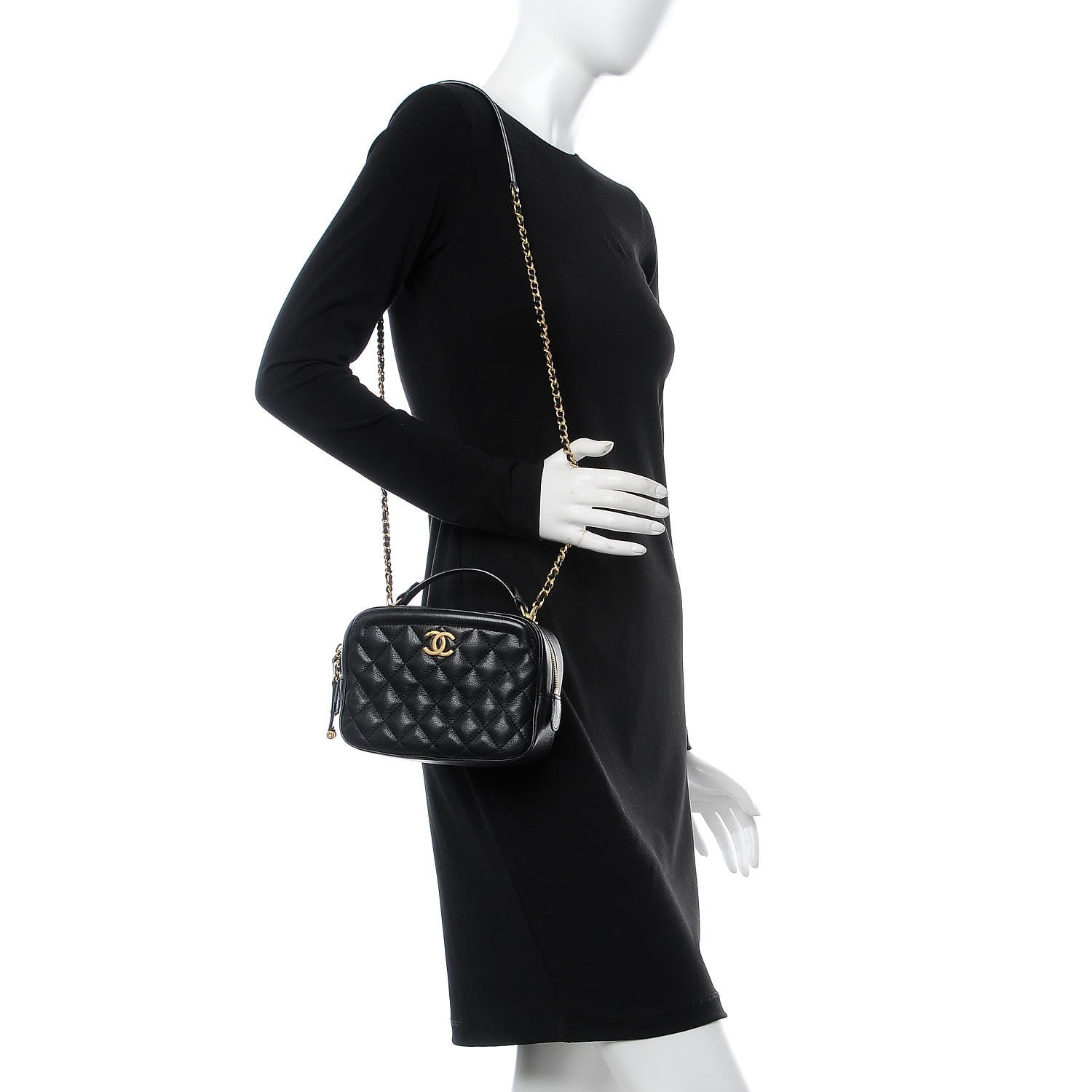 Chanel Calfskin Quilted CC Vanity Case Black 2 of 8