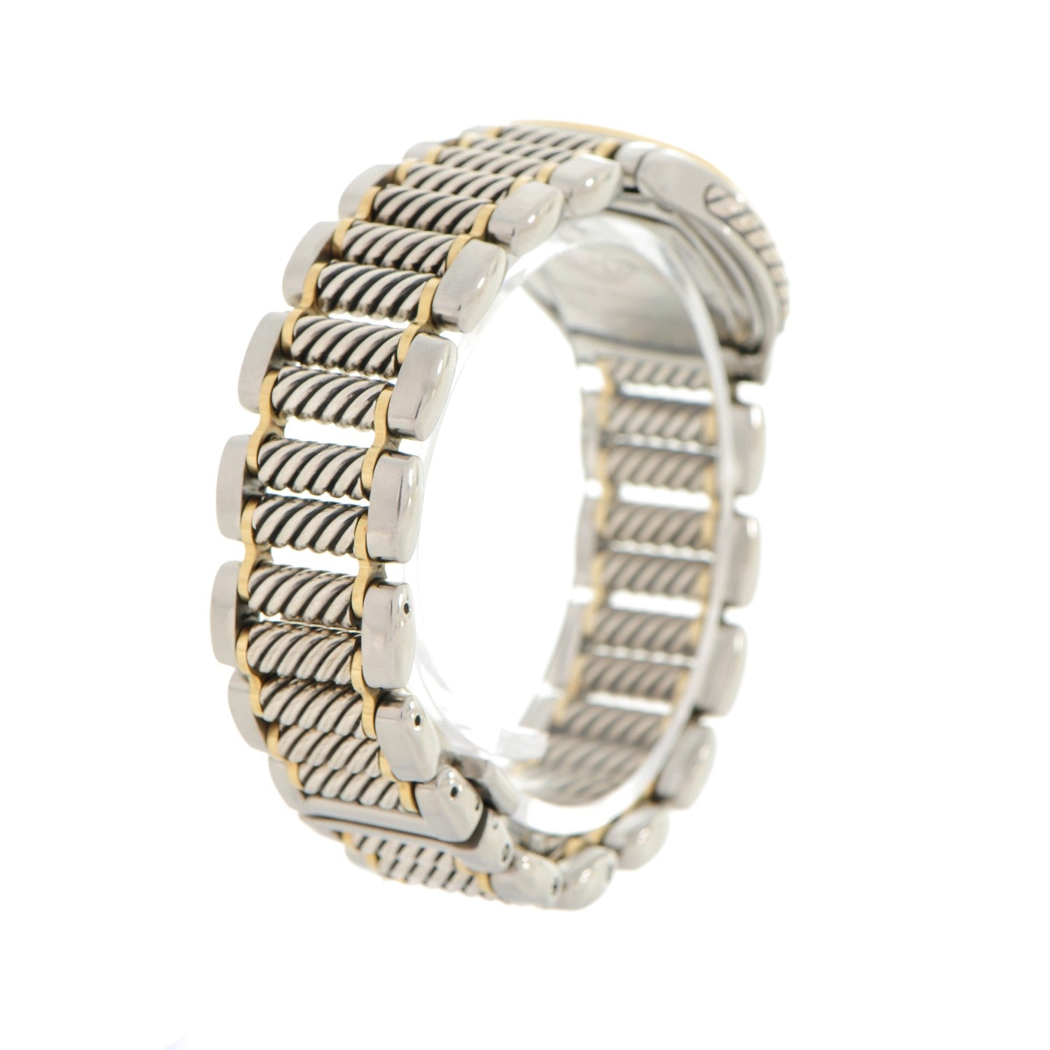 David Yurman Stainless Steel 18K Yellow Gold Mother of Pearl 25mm Thoroughbred Quartz Watch 3 of 7