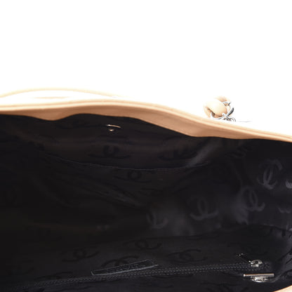 Chanel Calfskin Quilted Large Cambon Flap Beige Black 4 of 9