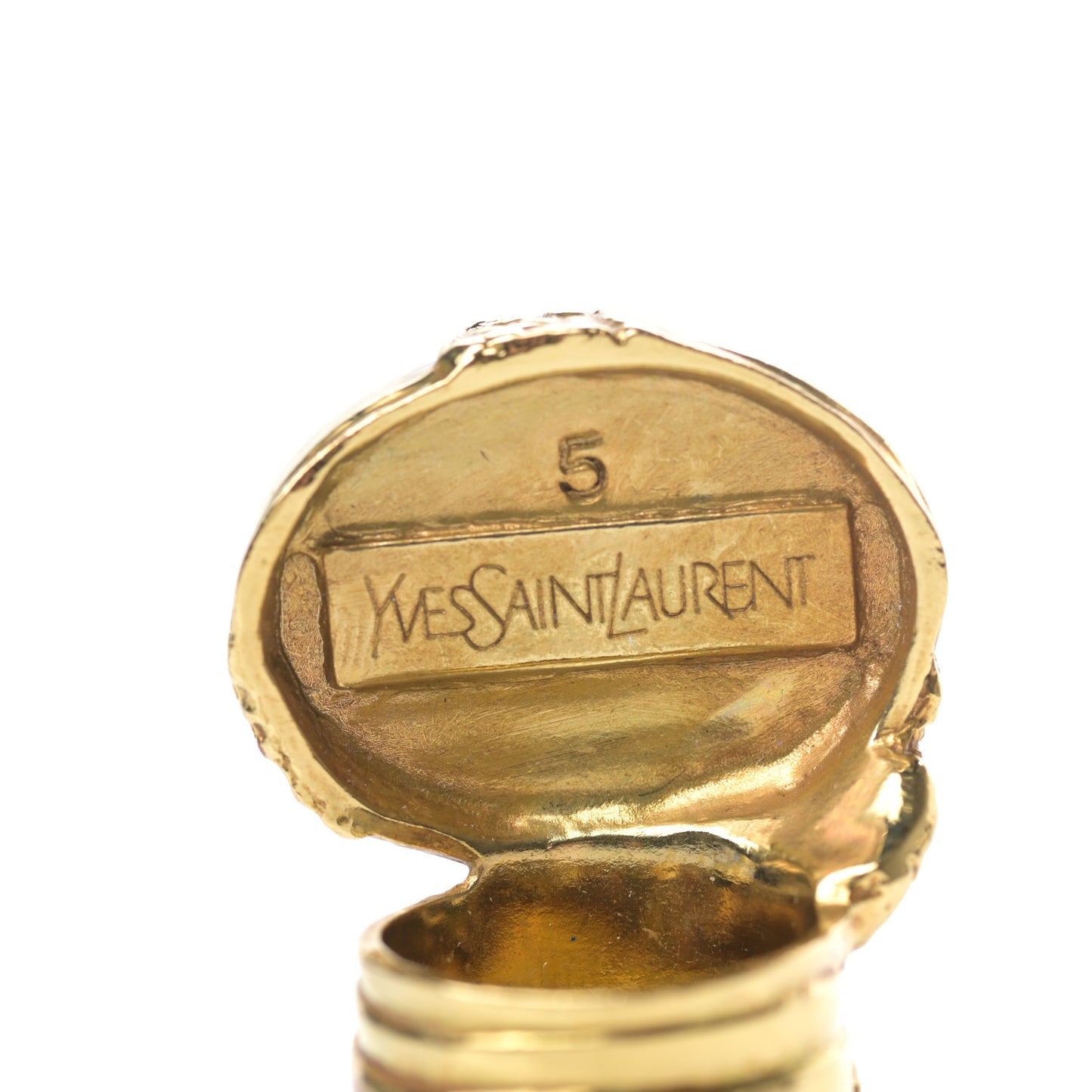 Glass Cabochon Arty Ovale Ring 5 Gold Blue