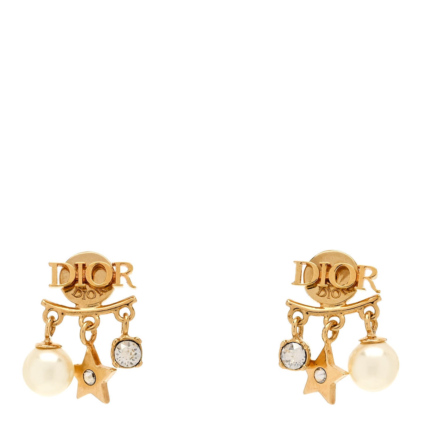 Pearl Crystal Dio(r)evolution Star Earrings Gold
