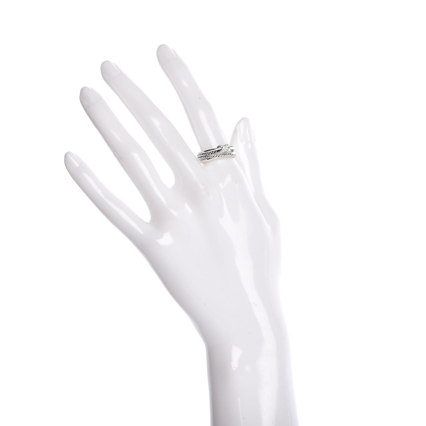 Sterling Silver Diamond X Crossover Ring 54 6.75