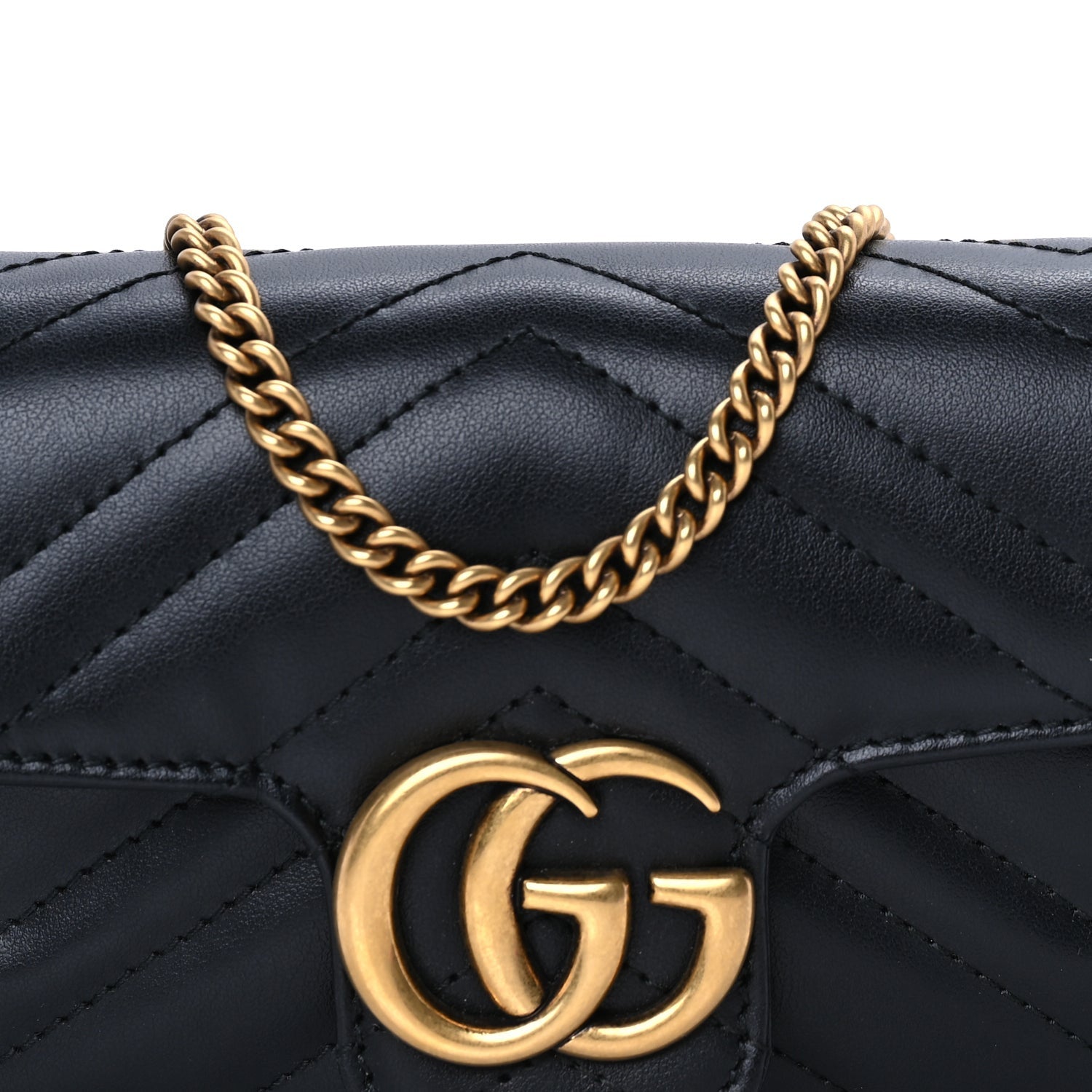 Gucci Calfskin Matelasse Super Mini GG Marmont Shoulder Bag  Black 6 of 8