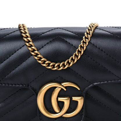Gucci Calfskin Matelasse Super Mini GG Marmont Shoulder Bag  Black 6 of 8