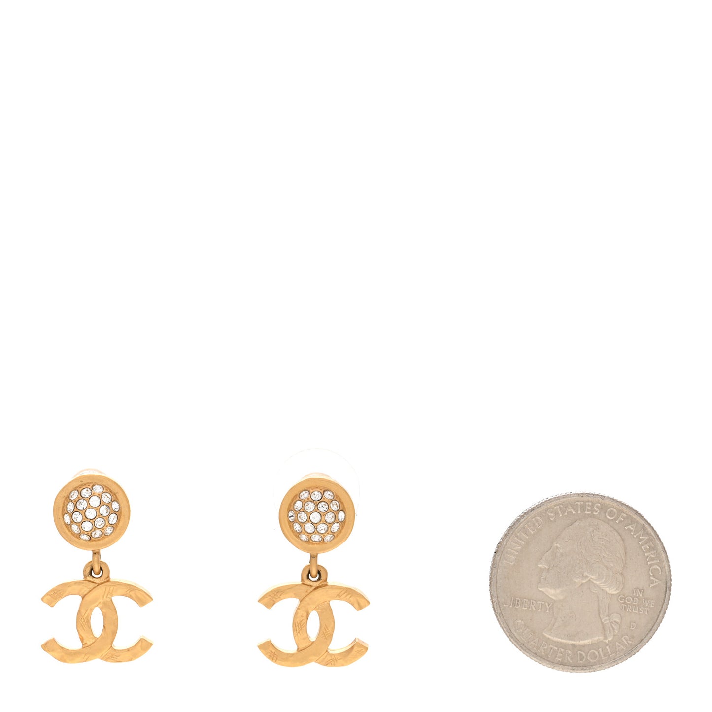 Crystal CC Drop Earrings Gold