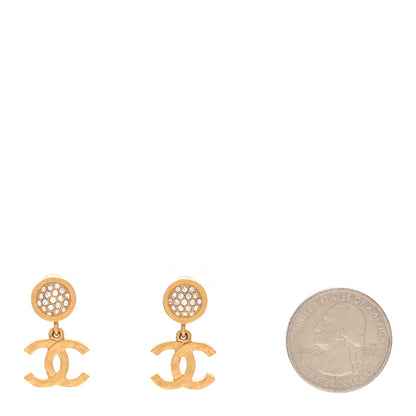 Chanel Crystal CC Drop Earrings Gold 2 of 5