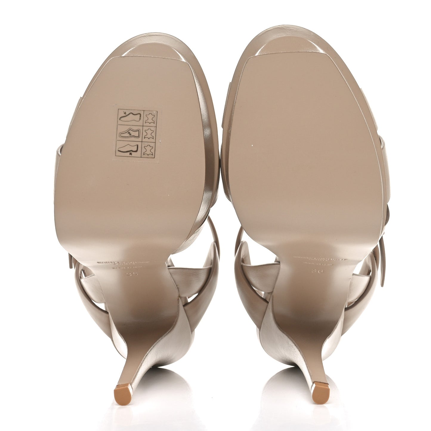 Calfskin Tribute 105 Platform Sandals 36 Nude