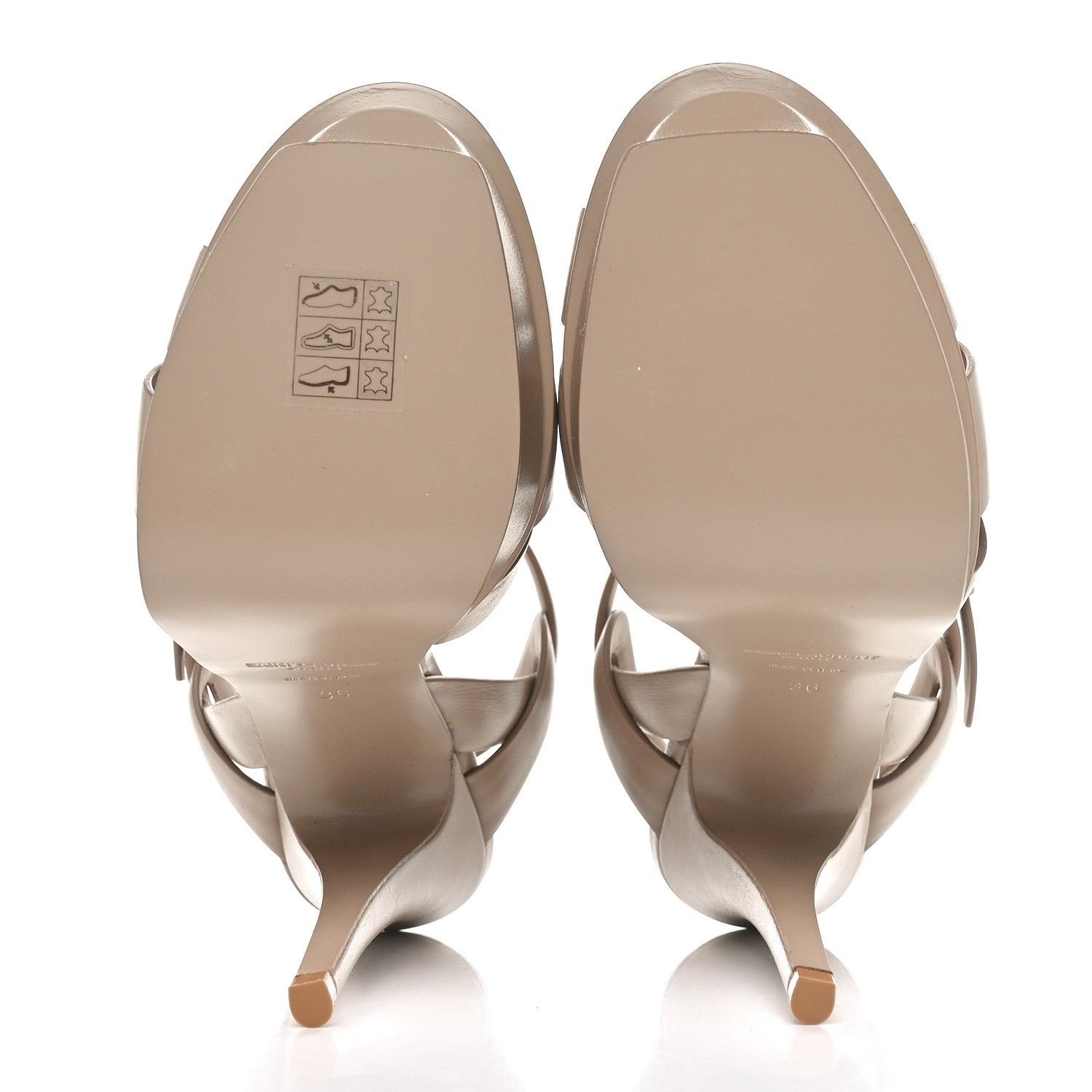 Saint Laurent Calfskin Tribute 105 Platform Sandals 36 Nude 5 of 8